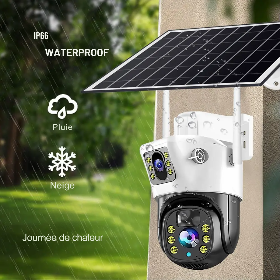 Caméra de Surveillance PTZ Sans Fil avec Panneau Solaire- V380®