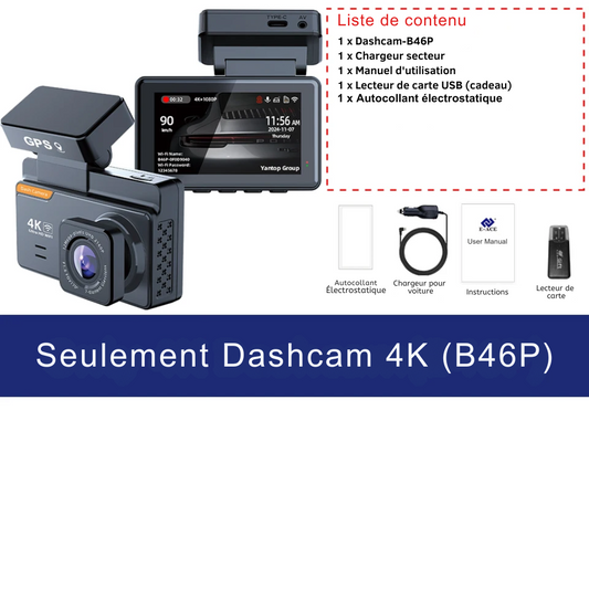Camera Voiture - E-Dashcam Voiture 4K Ultra HD Avant + 1080P Arrière avec Vision Nocturne ADAS – E-ACE®