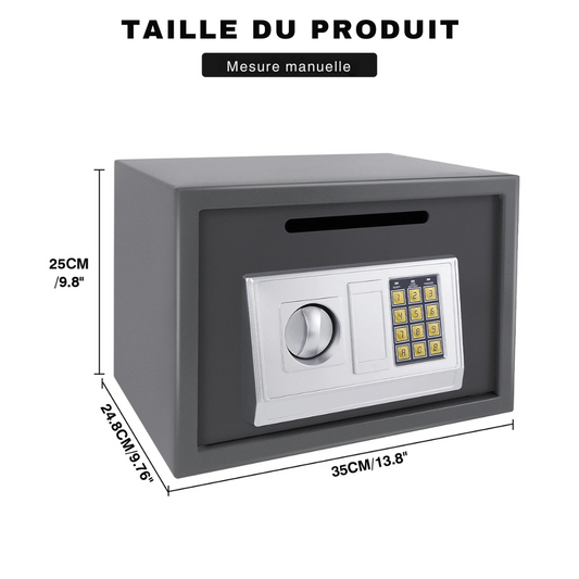 Coffre-fort 16L Serrure à Double Embout en Acier Inoxydable Gris - Day Plus®