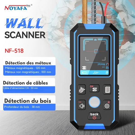 Détecteur de Métaux Professionnel Digital à Profondeur 120mm - NOYAFA