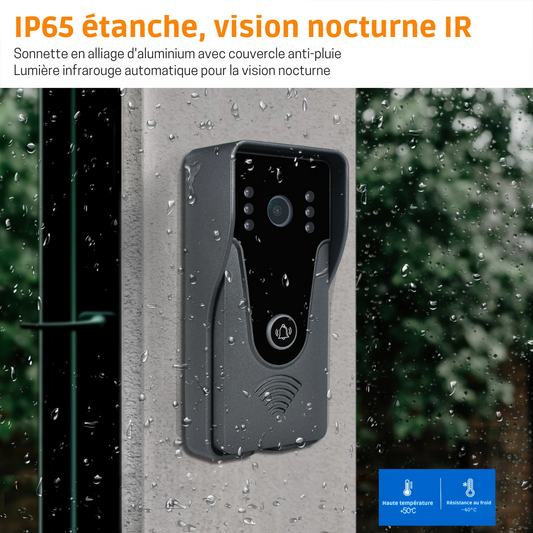 Interphone Sans Fil 1080P IR avec Angle de Vue 120° Aluminium IP65 – AMOCAM®