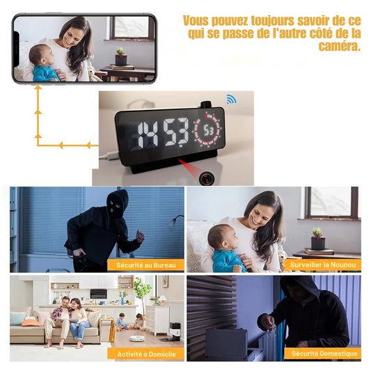 Mini Caméra Horloge 4K WiFi avec Détection de Mouvement – SHUSHU®