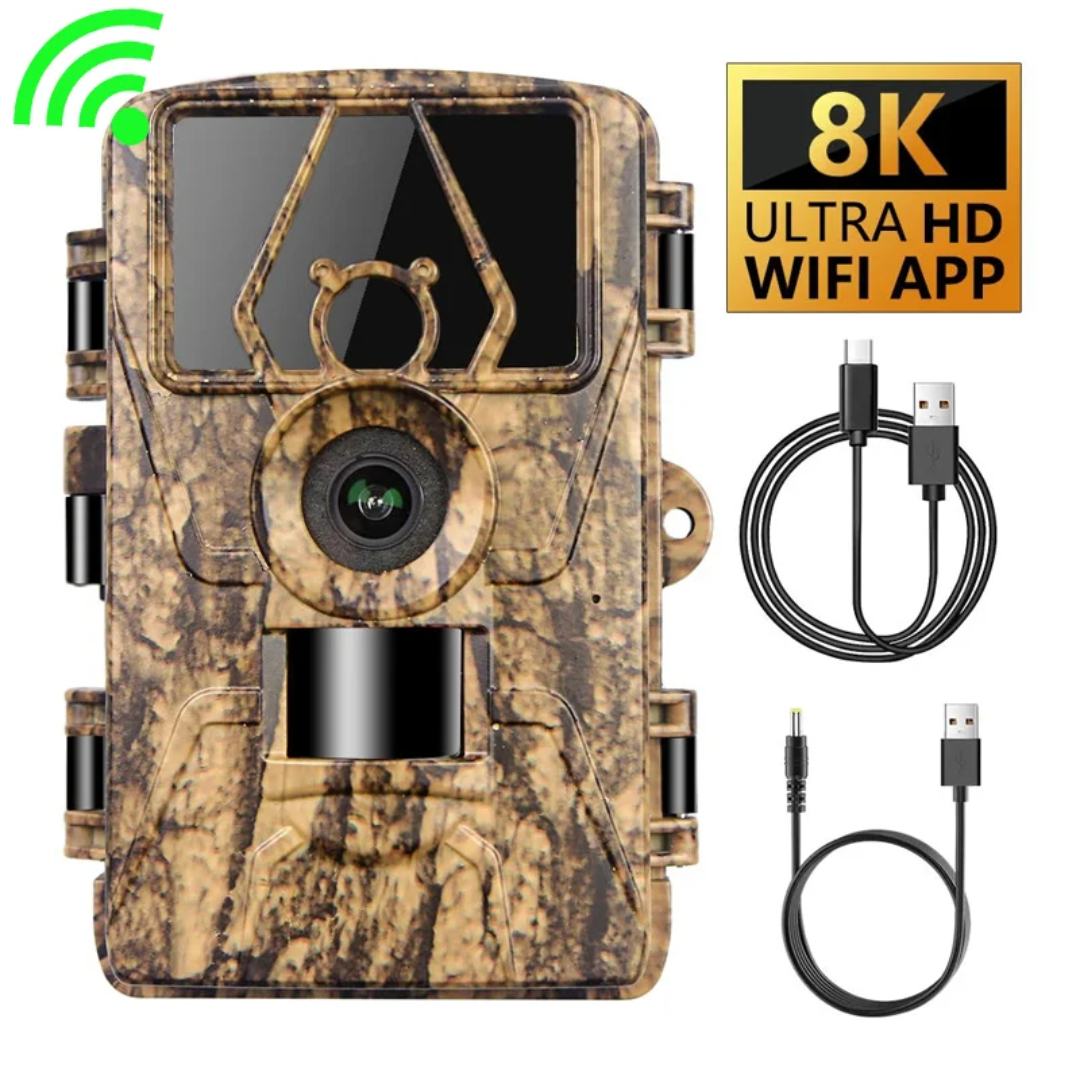 Mini Caméra de Chasse WiFi 8K Ultra HD PIR Grand Angle 120° avec Vision Nocturne – PR801W®