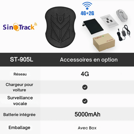 Traceur GPS 4G Aimanté & Batterie 5000 mAh - SinoTrack®