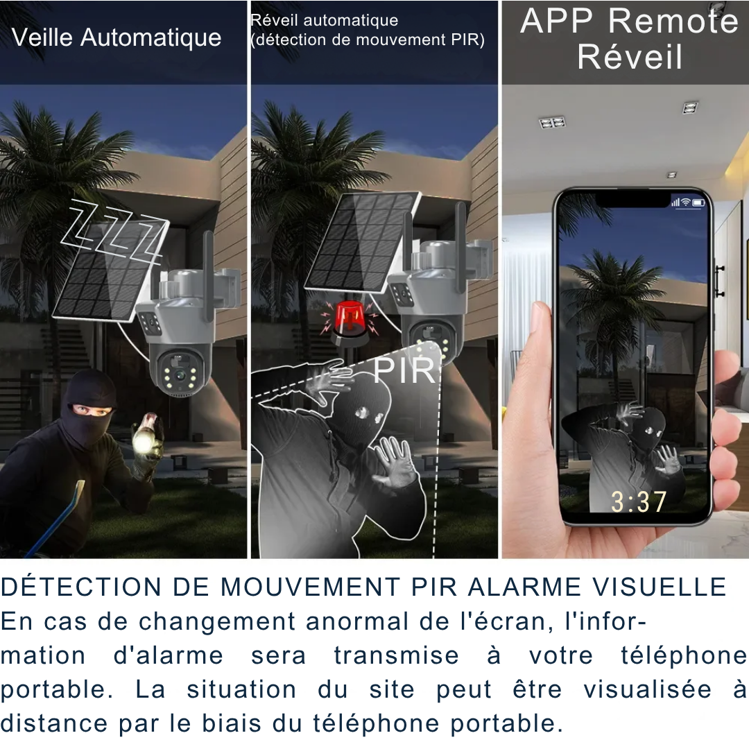 Caméra Solaire Double Objectif avec Suivi Automatique - Alevio®