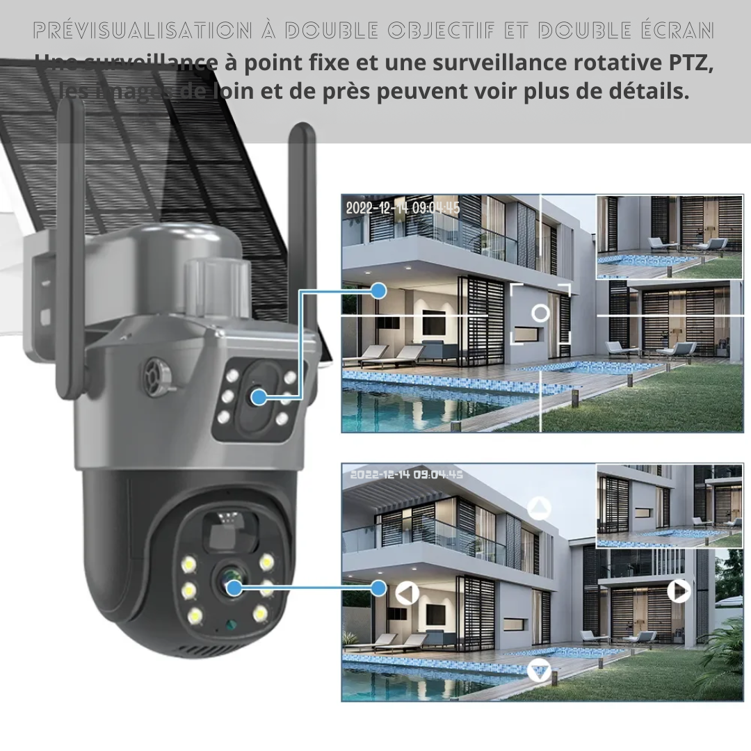 Caméra Solaire Double Objectif avec Suivi Automatique - Alevio®