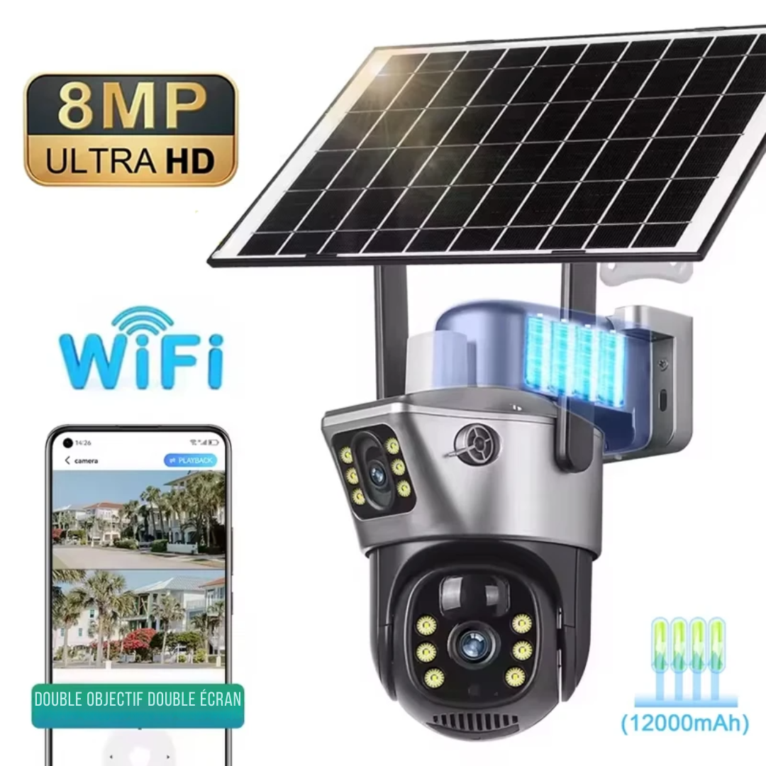 Caméra Solaire Double Objectif avec Suivi Automatique - Alevio®