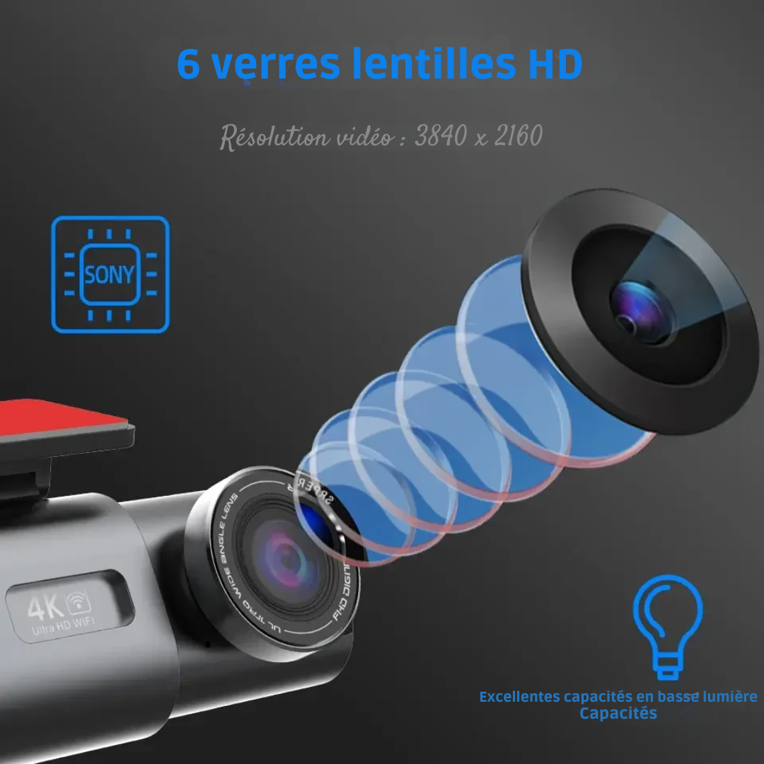 ashcam Voiture 4K Ultra HD Double Caméra avec Vision Nocturne et GPS – B53P®
