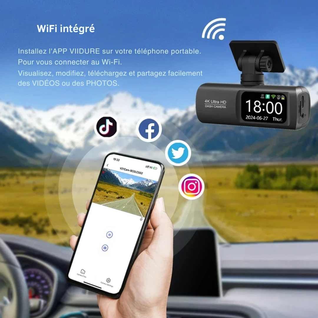 Dashcam Voiture 4K Ultra HD Mini avec Vision Nocturne et WiFi – S-E®