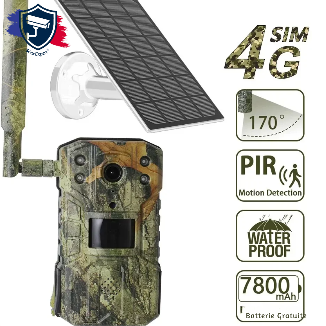 Caméra de Chasse 4K Solaire avec Détection PIR - Junzheng®