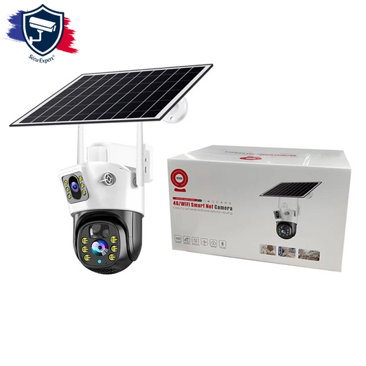 Caméra de Surveillance PTZ Sans Fil avec Panneau Solaire- V380®