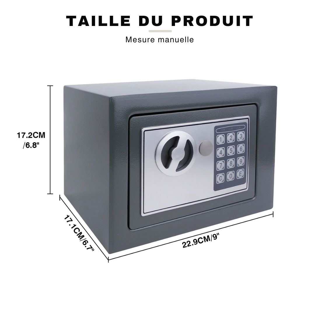 Coffre-fort 4.6L Serrure à Double Embout en Acier Inoxydable Gris - Day Plus®