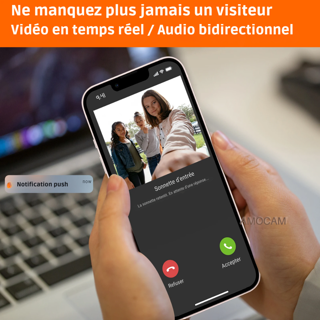 Interphone Sans Fil 1080P IR avec Angle de Vue 120° Aluminium IP65 – AMOCAM®