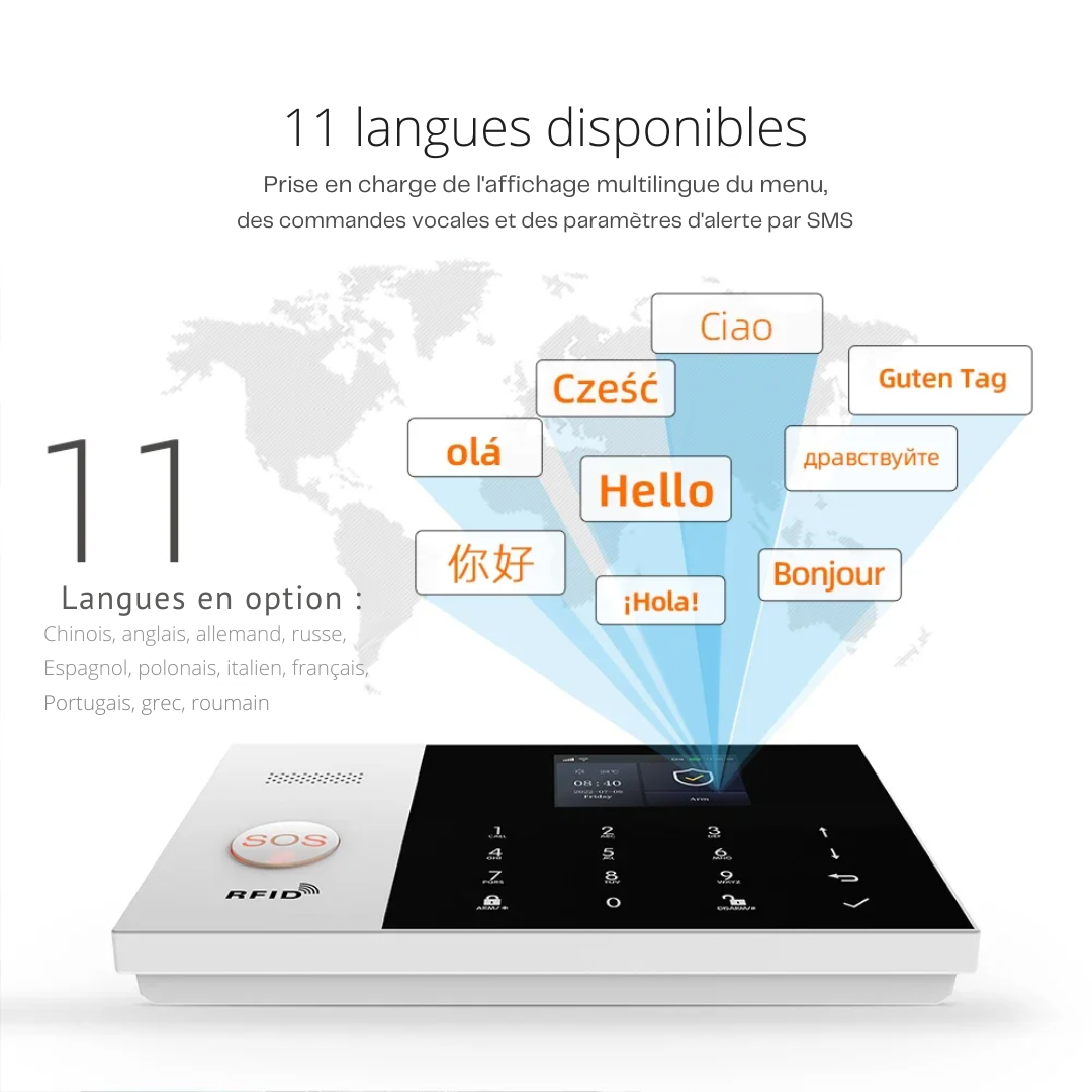 Kit Alarme Maison RFID Connecté 99 Zones avec Clavier Sécurisé – PGST®