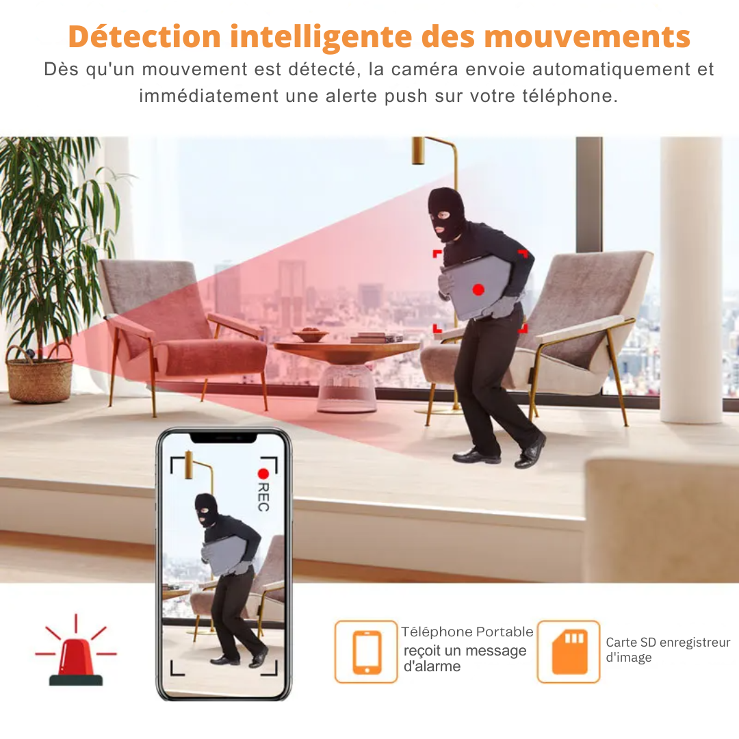 Mini Caméra Intérieur WiFi Sans Fil 1080P avec Support Magnétique – YUNSKILL®