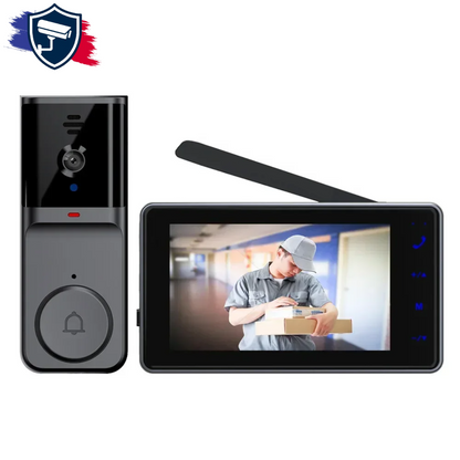 Sonnette Vidéo Sans Fil 1080P avec Écran IPS 4,3’’ – Sherway®