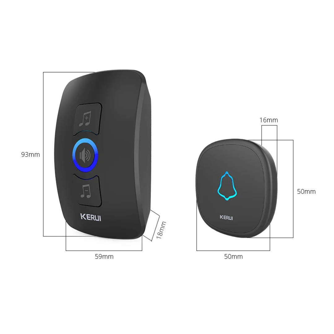 Sonnette Sans Fil LED Étanche IP66 avec une Portée de 100m et 32 Sonneries – KERUI®