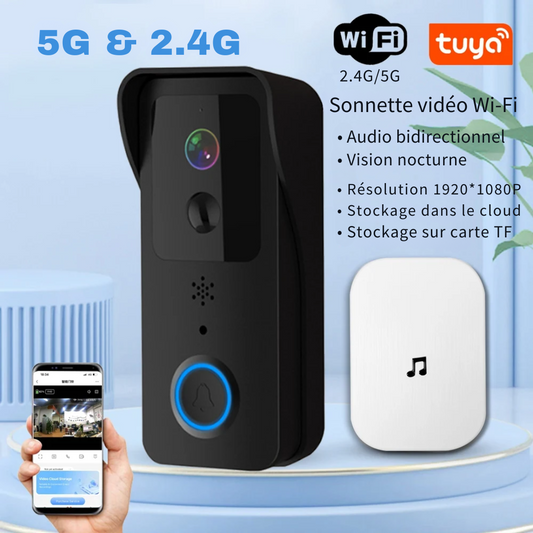 Visiophone Sans Fil Connecté HD 1080P avec Détection PIR et Vision Nocturne – HunterTBK®
